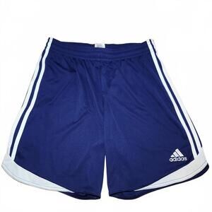 Adidas Boy's Navy Blue Athletic Shorts with White Stripes Size Large